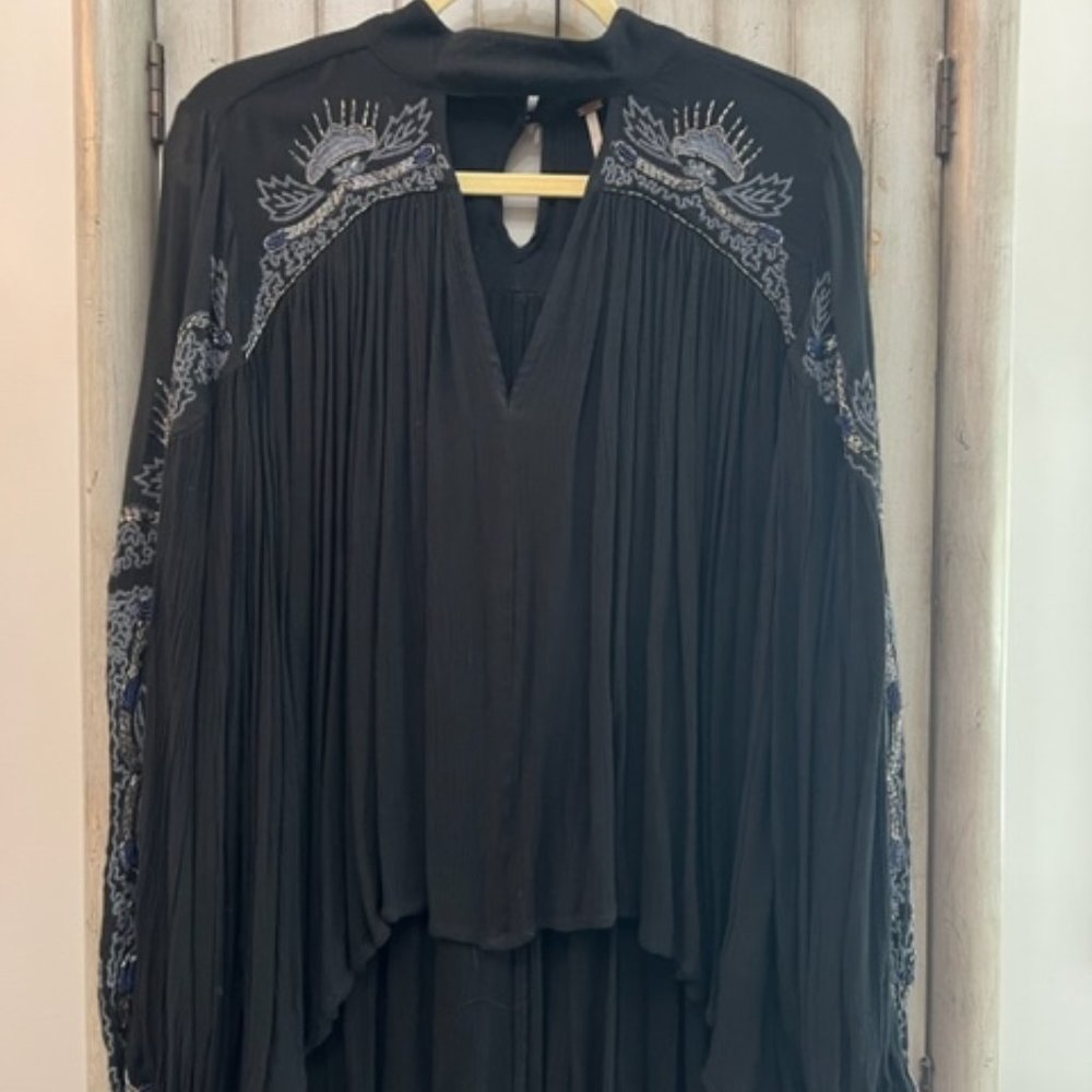 Free People Black Embellished Top